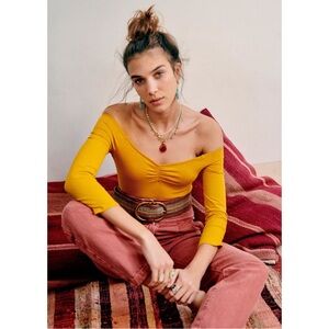 Sezane Bella bodysuit yellow XS